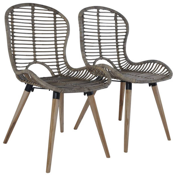 vidaXL Eetkamerstoelen 2 st natuurlijk rattan bruin