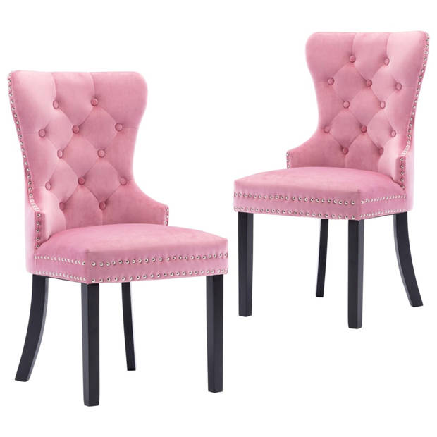 vidaXL Eetkamerstoelen 2 st fluweel roze