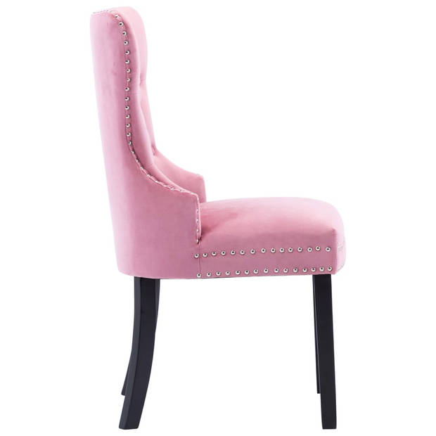 vidaXL Eetkamerstoelen 2 st fluweel roze