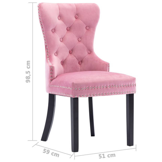 vidaXL Eetkamerstoelen 2 st fluweel roze