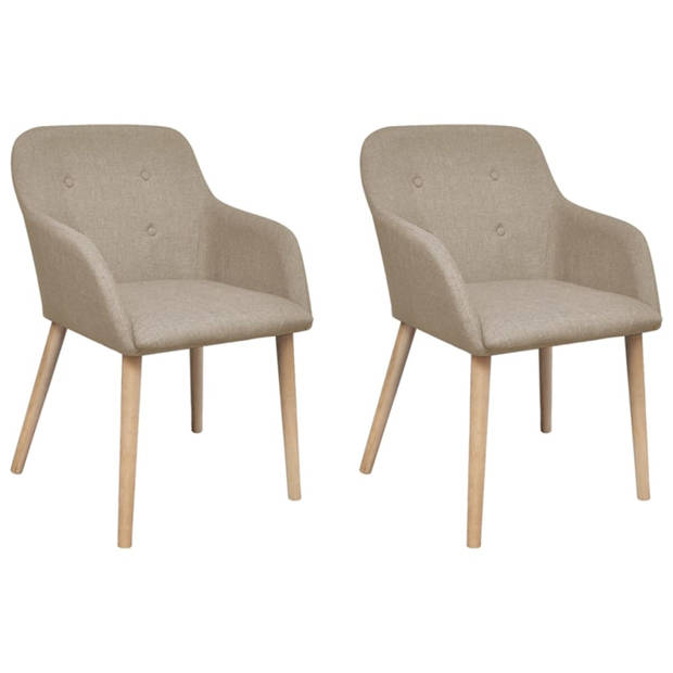 vidaXL Eetkamerstoelen 2 st stof en massief eikenhout beige