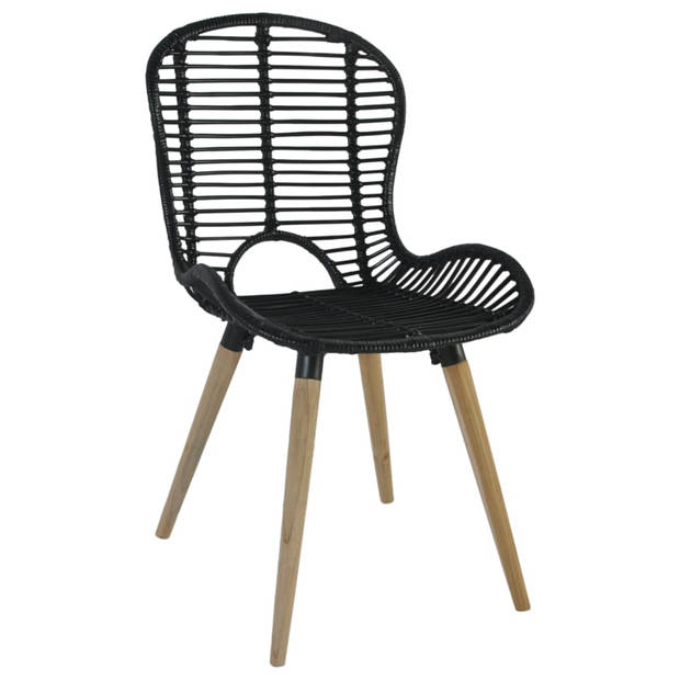 vidaXL Eetkamerstoelen 2 st natuurlijk rattan zwart