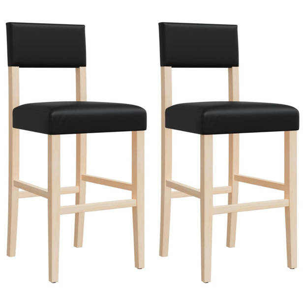 vidaXL Barstoelen 2 st massief rubberhout en kunstleer