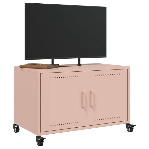 vidaXL Tv-meubel 68x39x43,5 cm koudgewalst staal roze