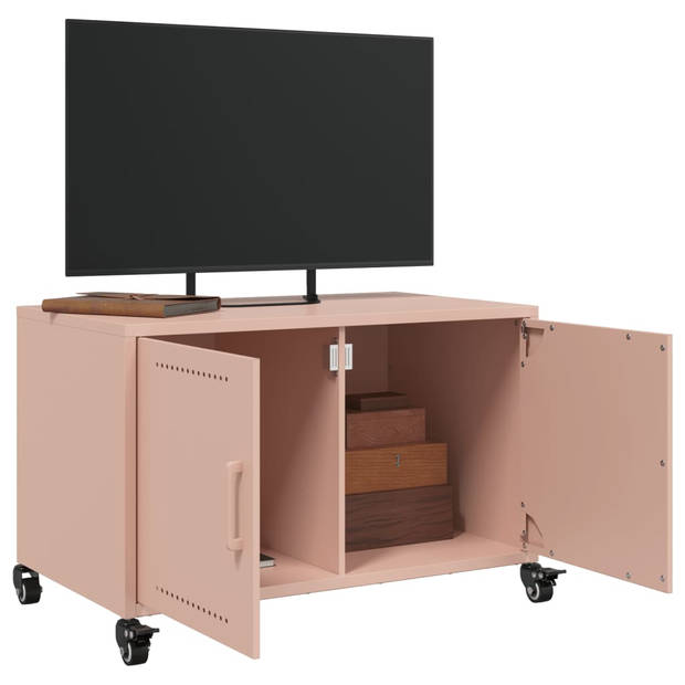 vidaXL Tv-meubel 68x39x43,5 cm koudgewalst staal roze