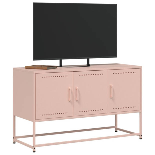 vidaXL Tv-meubel 100,5x39x60,5 cm staal roze