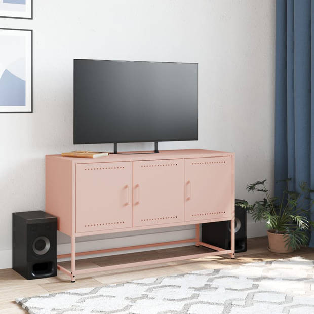 vidaXL Tv-meubel 100,5x39x60,5 cm staal roze