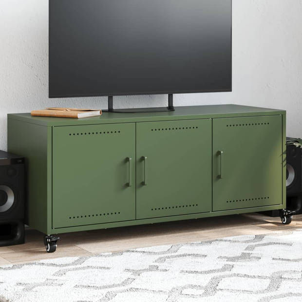 vidaXL Tv-meubel 100,5x39x43,5 cm koudgewalst staal olijfgroen