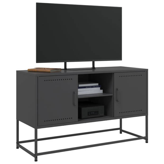 vidaXL Tv-meubel 100,5x39x60,5 cm staal zwart