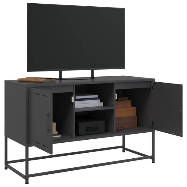 vidaXL Tv-meubel 100,5x39x60,5 cm staal zwart