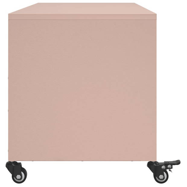 vidaXL Tv-meubel 100,5x39x43,5 cm koudgewalst staal roze