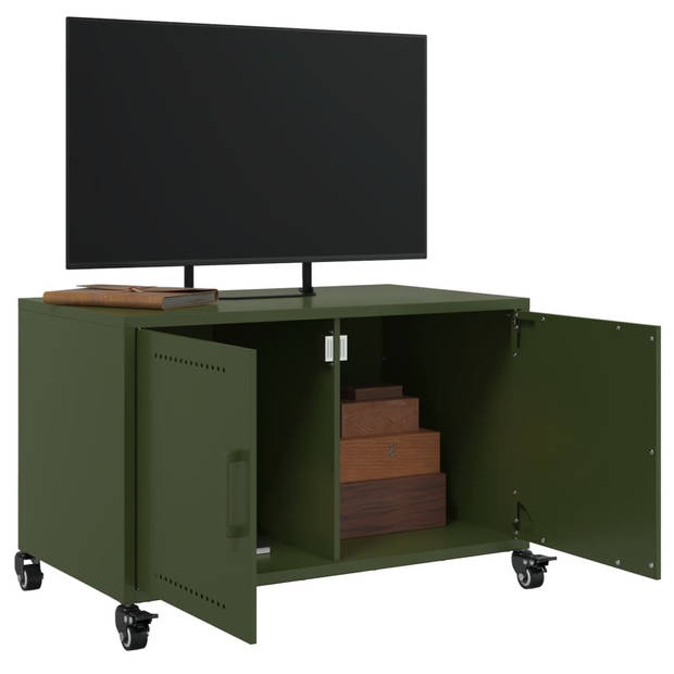 vidaXL Tv-meubel 68x39x43,5 cm koudgewalst staal olijfgroen