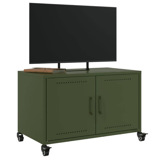 vidaXL Tv-meubel 68x39x43,5 cm koudgewalst staal olijfgroen