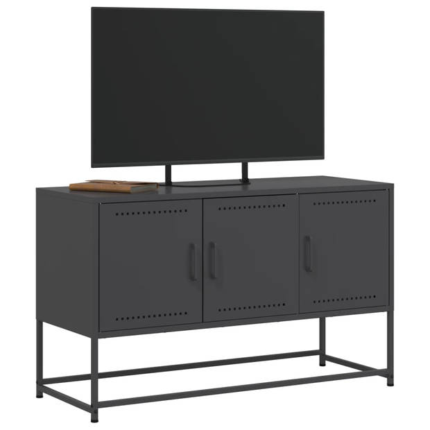 vidaXL Tv-meubel 100,5x39x60,5 cm staal zwart