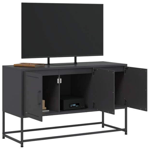 vidaXL Tv-meubel 100,5x39x60,5 cm staal zwart