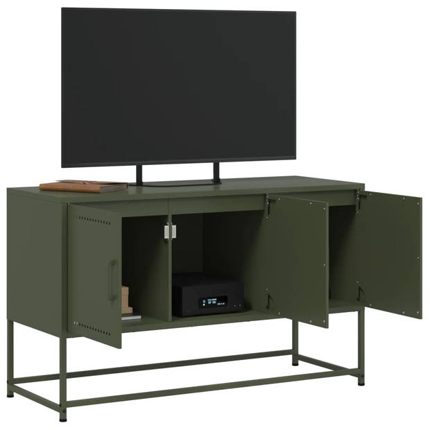 vidaXL Tv-meubel 100,5x39x60,5 cm staal olijfgroen