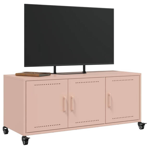 vidaXL Tv-meubel 100,5x39x43,5 cm staal roze