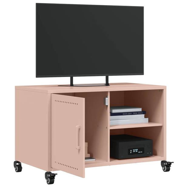 vidaXL Tv-meubel 68x39x43,5 cm koudgewalst staal roze