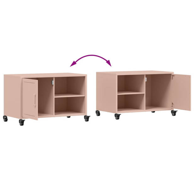 vidaXL Tv-meubel 68x39x43,5 cm koudgewalst staal roze