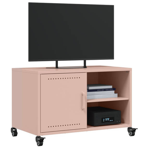 vidaXL Tv-meubel 68x39x43,5 cm koudgewalst staal roze