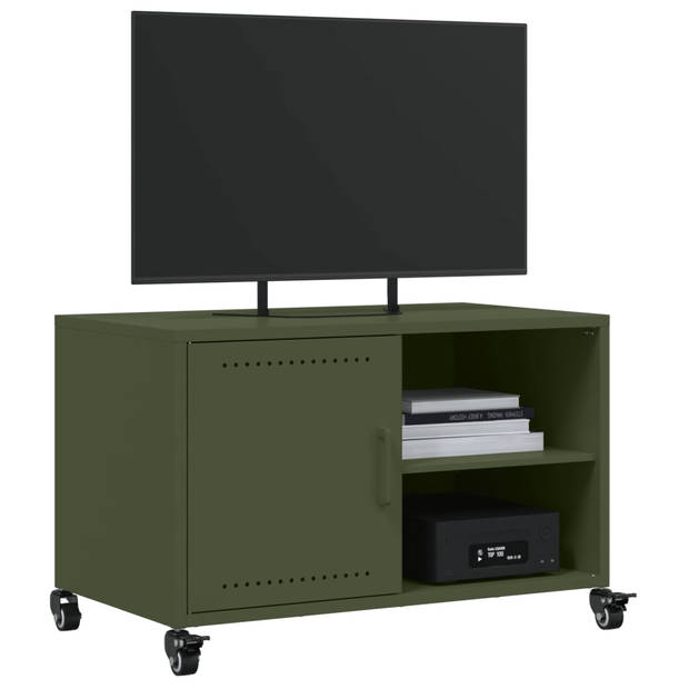 vidaXL Tv-meubel 68x39x43,5 cm koudgewalst staal olijfgroen