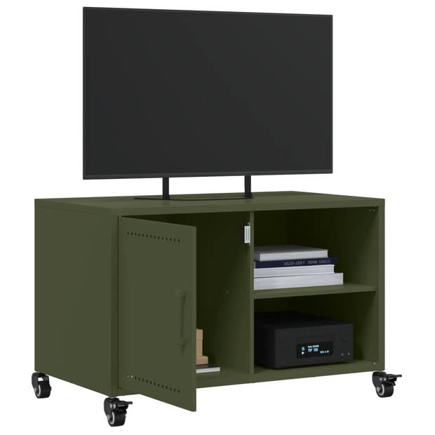 vidaXL Tv-meubel 68x39x43,5 cm koudgewalst staal olijfgroen
