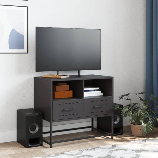 vidaXL Tv-meubel 68x39x60,5 cm staal zwart