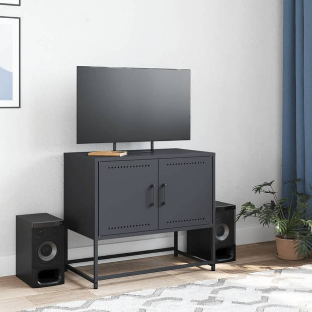vidaXL Tv-meubel 68,5x39x60,5 cm staal antracietkleurig