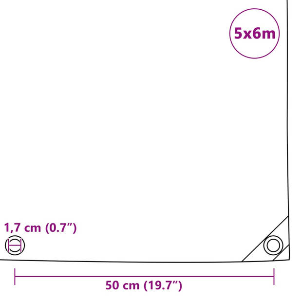 vidaXL Dekzeil 650 g/m² 5x6 m blauw