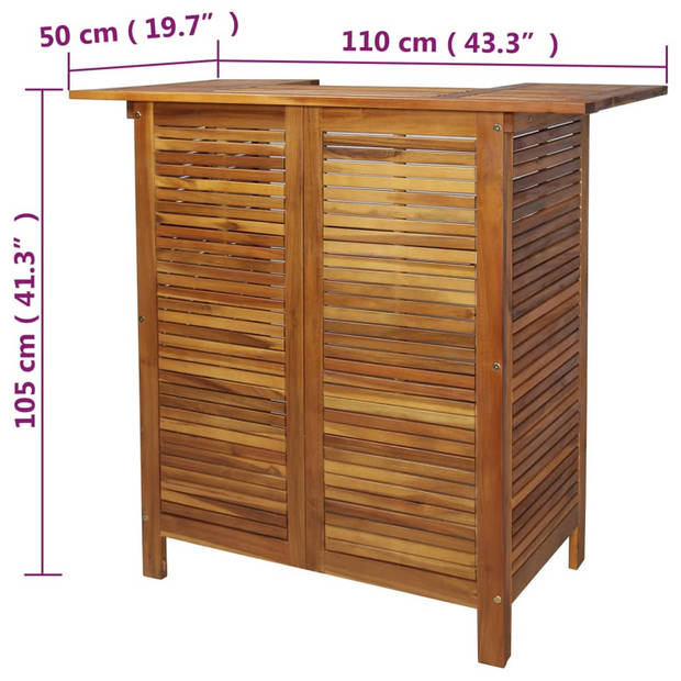 vidaXL Bartafel 110x50x105 cm massief acaciahout