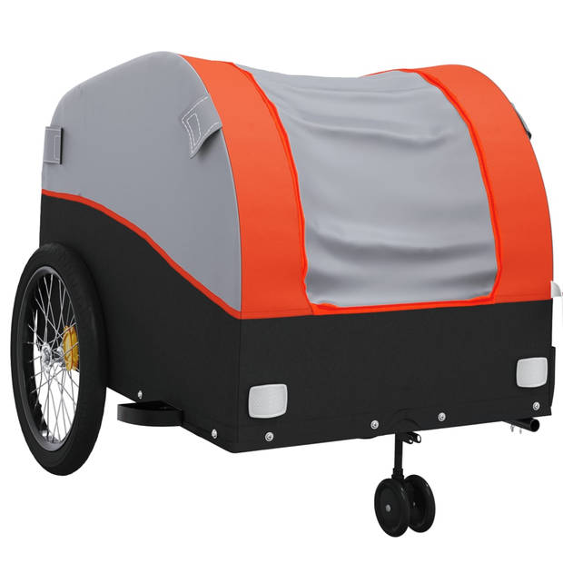 vidaXL Fietstrailer 45 kg ijzer zwart en oranje