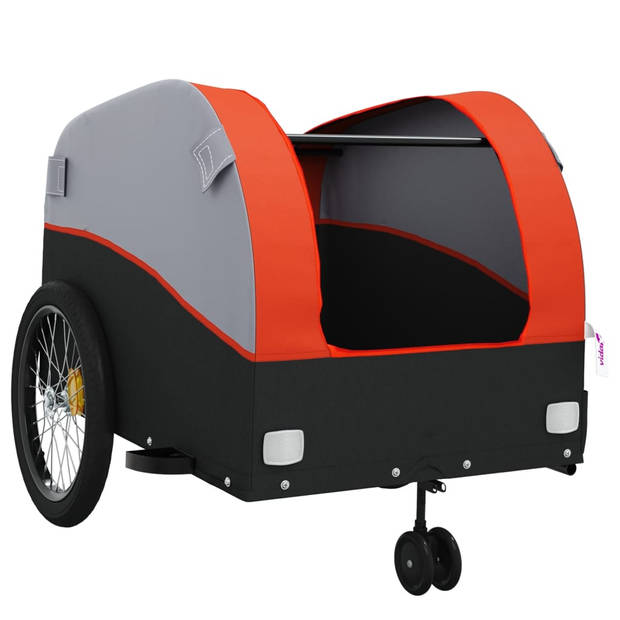 vidaXL Fietstrailer 45 kg ijzer zwart en oranje