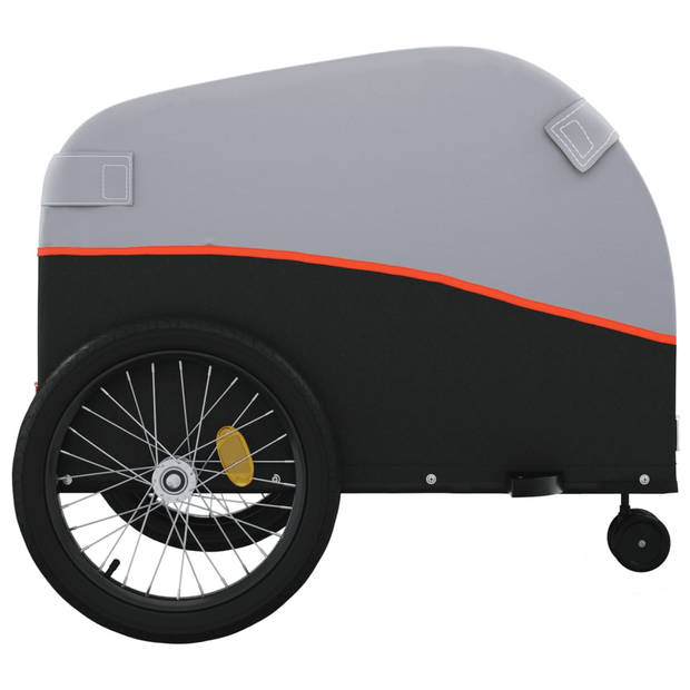 vidaXL Fietstrailer 45 kg ijzer zwart en oranje