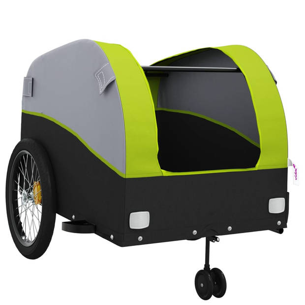 vidaXL Fietstrailer 45 kg ijzer zwart en groen