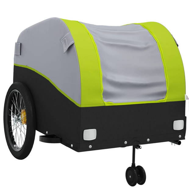 vidaXL Fietstrailer 45 kg ijzer zwart en groen