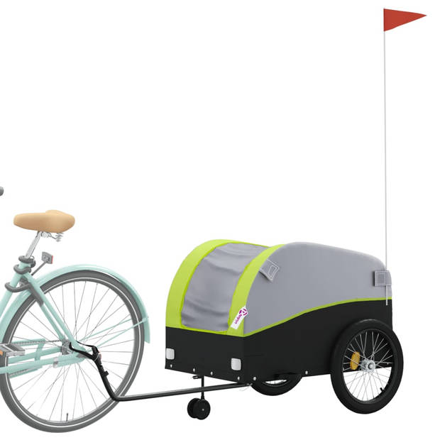 vidaXL Fietstrailer 45 kg ijzer zwart en groen