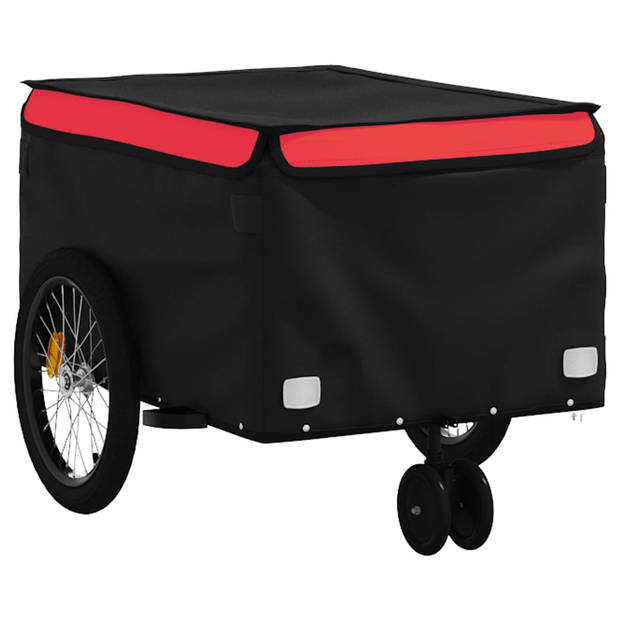 vidaXL Fietstrailer 30 kg ijzer zwart en rood