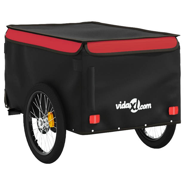 vidaXL Fietstrailer 30 kg ijzer zwart en rood