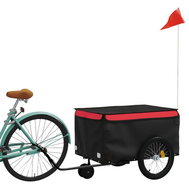 vidaXL Fietstrailer 30 kg ijzer zwart en rood