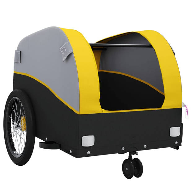 vidaXL Fietstrailer 30 kg ijzer zwart en geel