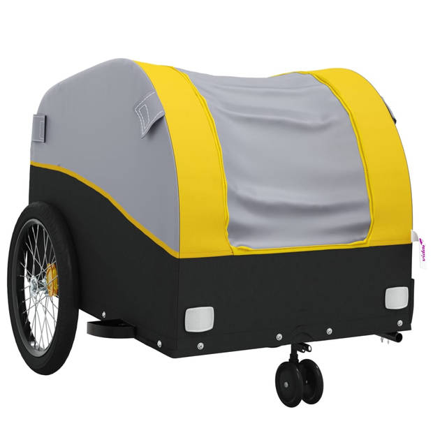 vidaXL Fietstrailer 30 kg ijzer zwart en geel