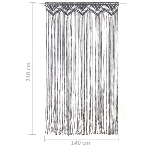 vidaXL Gordijn macramé 140x240 cm katoen antraciet