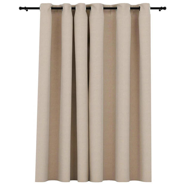 vidaXL Gordijn linnen-look verduisterend met ogen 290x245 cm beige