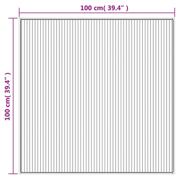 vidaXL Vloerkleed vierkant 100x100 cm bamboe grijs