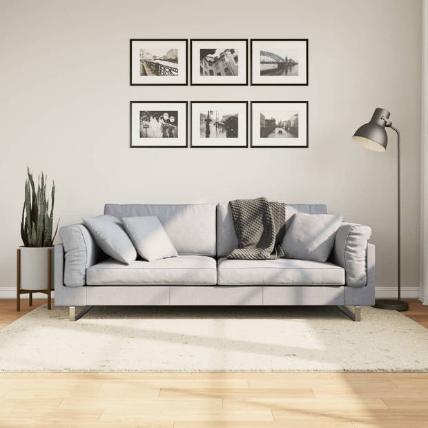 vidaXL Vloerkleed PAMPLONA shaggy hoogpolig modern 140x200 cm crème