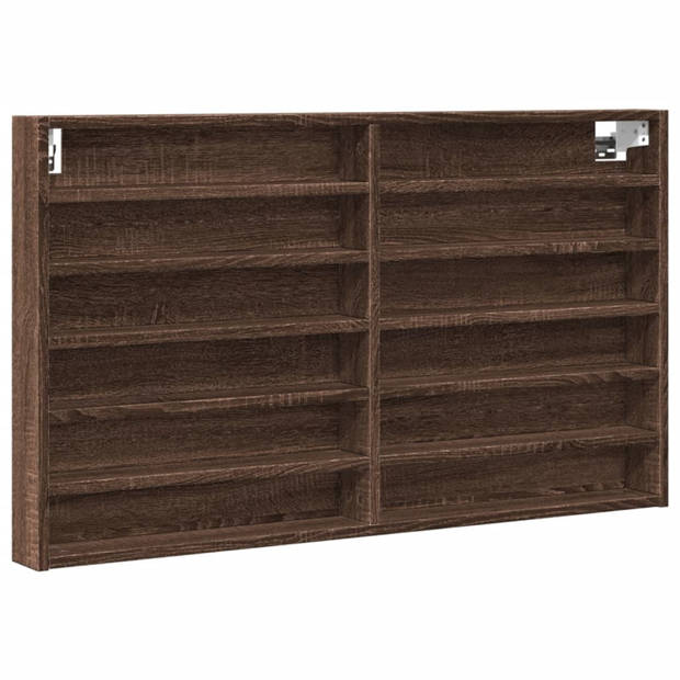 vidaXL Vitrinekast 100x8,5x58 cm bewerkt hout bruin eikenkleurig