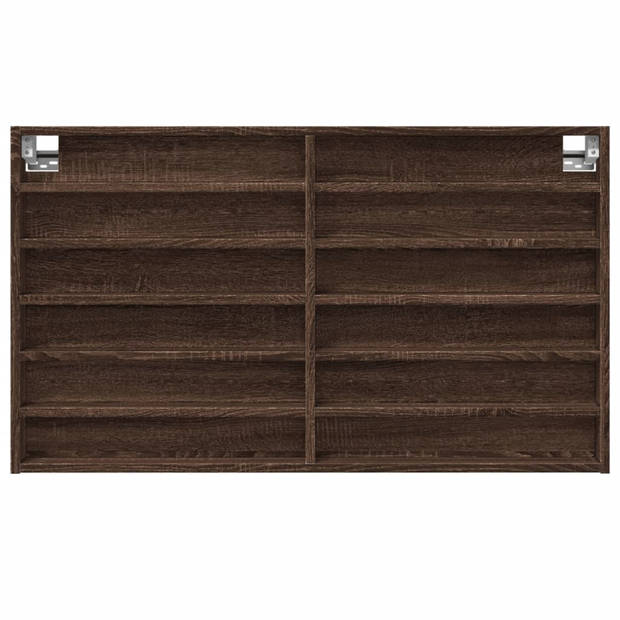 vidaXL Vitrinekast 100x8,5x58 cm bewerkt hout bruin eikenkleurig