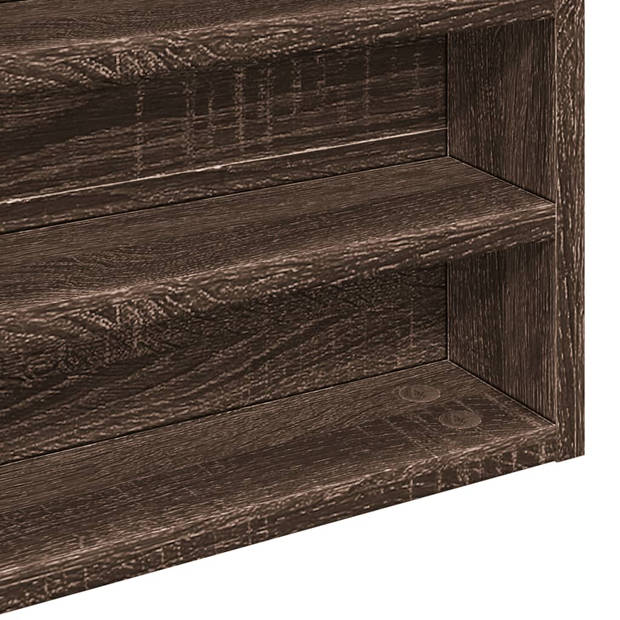 vidaXL Vitrinekast 100x8,5x50 cm bewerkt hout bruin eikenkleurig