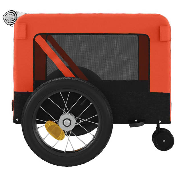 vidaXL Hondenfietstrailer oxford stof en ijzer oranje en zwart