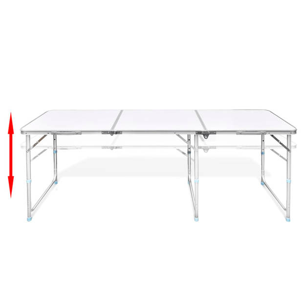 Campingtafel inklapbaar en verstelbaar in hoogte aluminium 180 x 60 cm